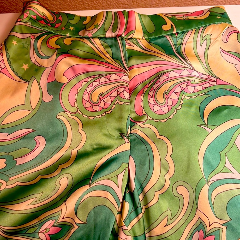 New House Of Harlow Mona Satin Palazzo Flowy Wide Leg Pants, size M